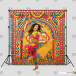 Vibrant Ethnic Haldi Arch Photography Backdrop