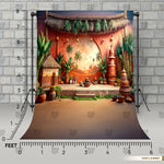 Rustic Tropical Village Backdrop