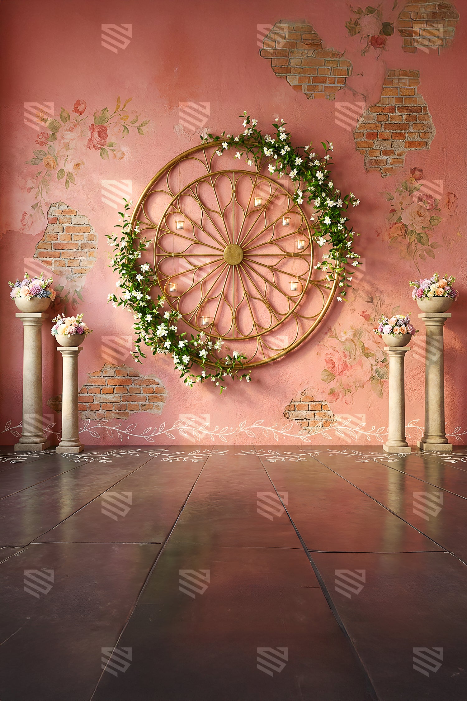 Vintage Floral Wheel Backdrop - Maternity Backdrop
