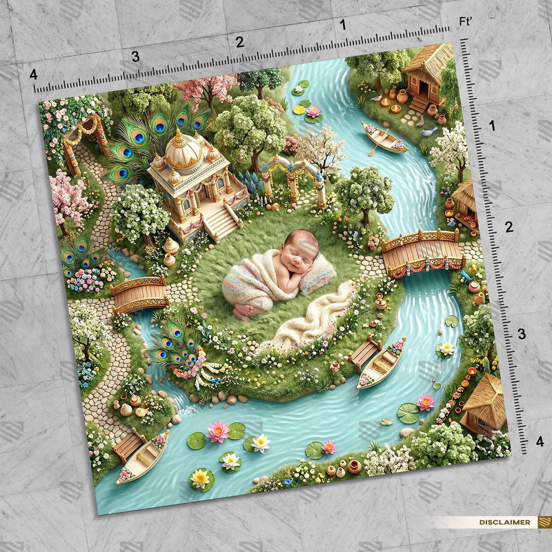 Vrinda Riverside Temple Newborn Baby Krishna Janmashtami Backdrop