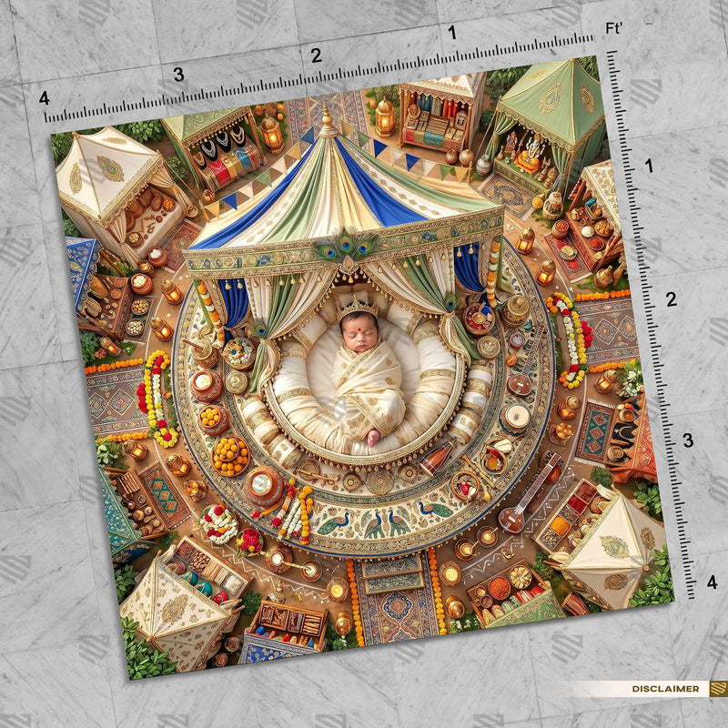 Divine festival court Newborn Baby Krishna Janmashtami Backdrop