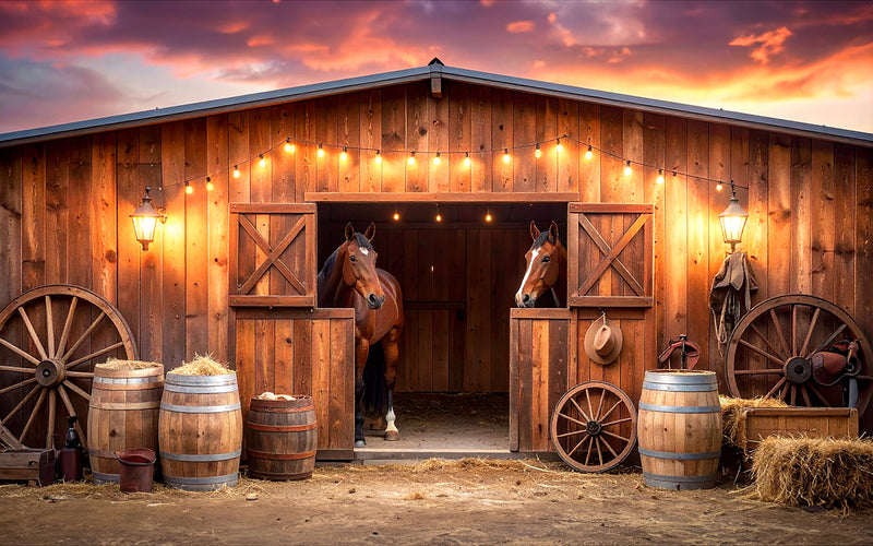 Western Stable Charm - Baby photoshoot Backdrop