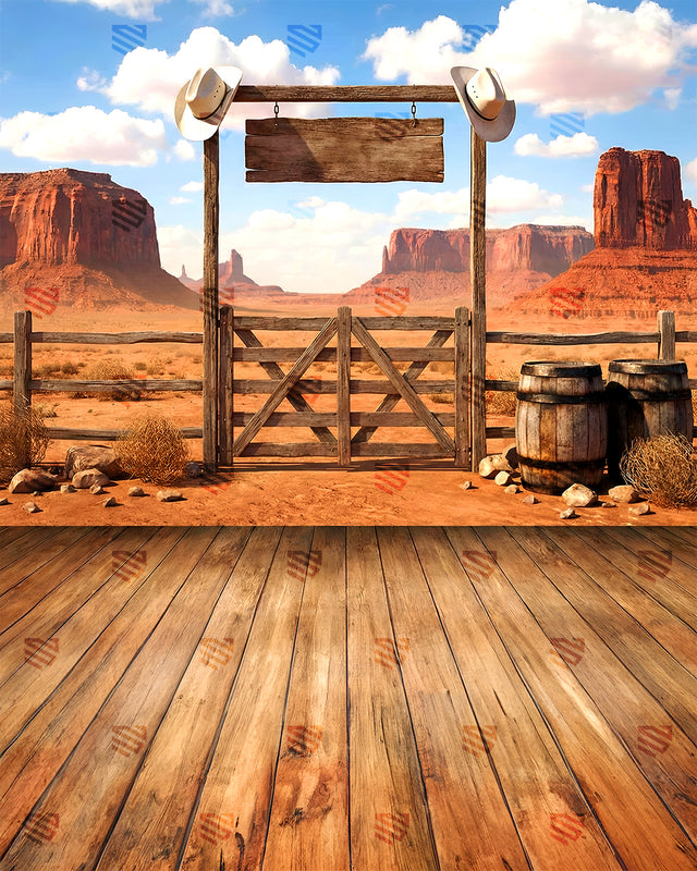 Wild West Frontier Gate - Podcast Backdrop