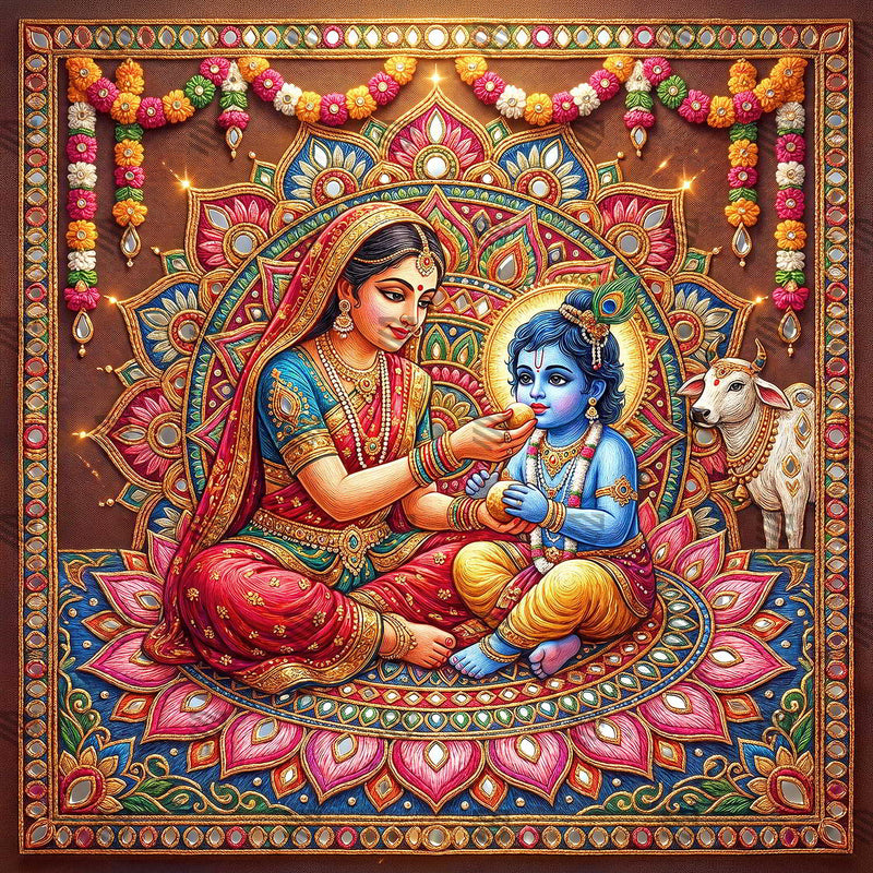Yashoda Vatsalya Baby Krishna Janmashtami Decoration Backdrop