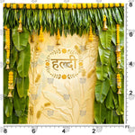 Marigold theme backdrop for traditional Haldi decoration