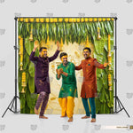 Yellow floral Haldi stage photography background