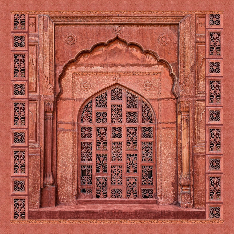 Scarlet Serenity – Floral Jaali Elegance