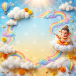 Rainbow Theme Ganesh Baby Photoshoot Backdrop