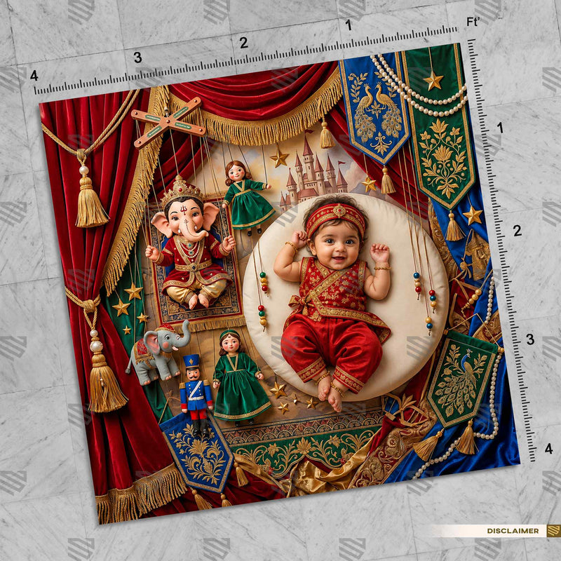 Kathputli Ganesh Leela Ganesha Newborn Baby Photography Backdrop