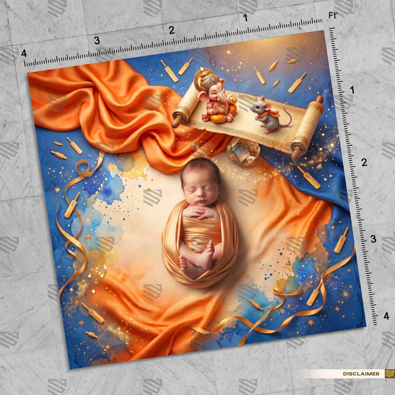 Mushak Mitra Yatra Ganesha Newborn Baby Photography Backdrop