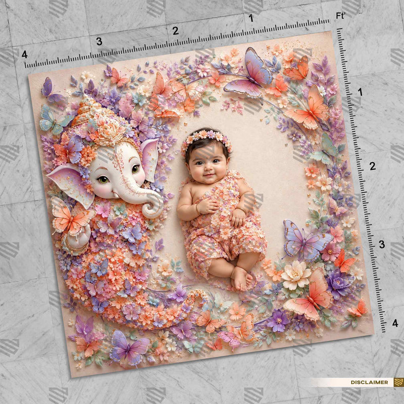 Pushp Ganesh Vatika Ganesha Newborn Baby Photography Backdrop