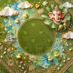 Kesari Silk Ganesh Baby Photoshoot Backdrop