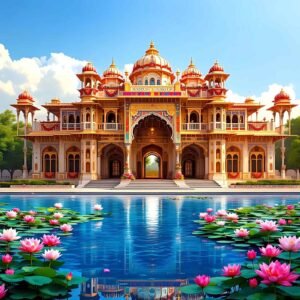 Kamalon Wale Talaab Ke Saath Mahal